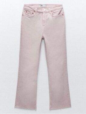 Zara The Bootcut Cropped Jeans Sandy Pink Size 2 NWT